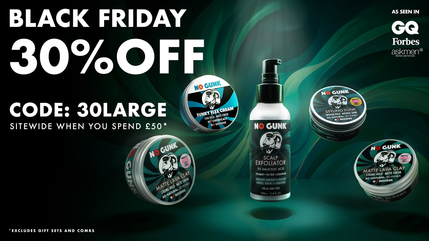 NO GUNK Black Friday Natural Hair Styling Deodorant Grooming Products Organic Hair Wax Clay For Men Styling Funk Matte Lava Clay Putty Gel Fibre Balm